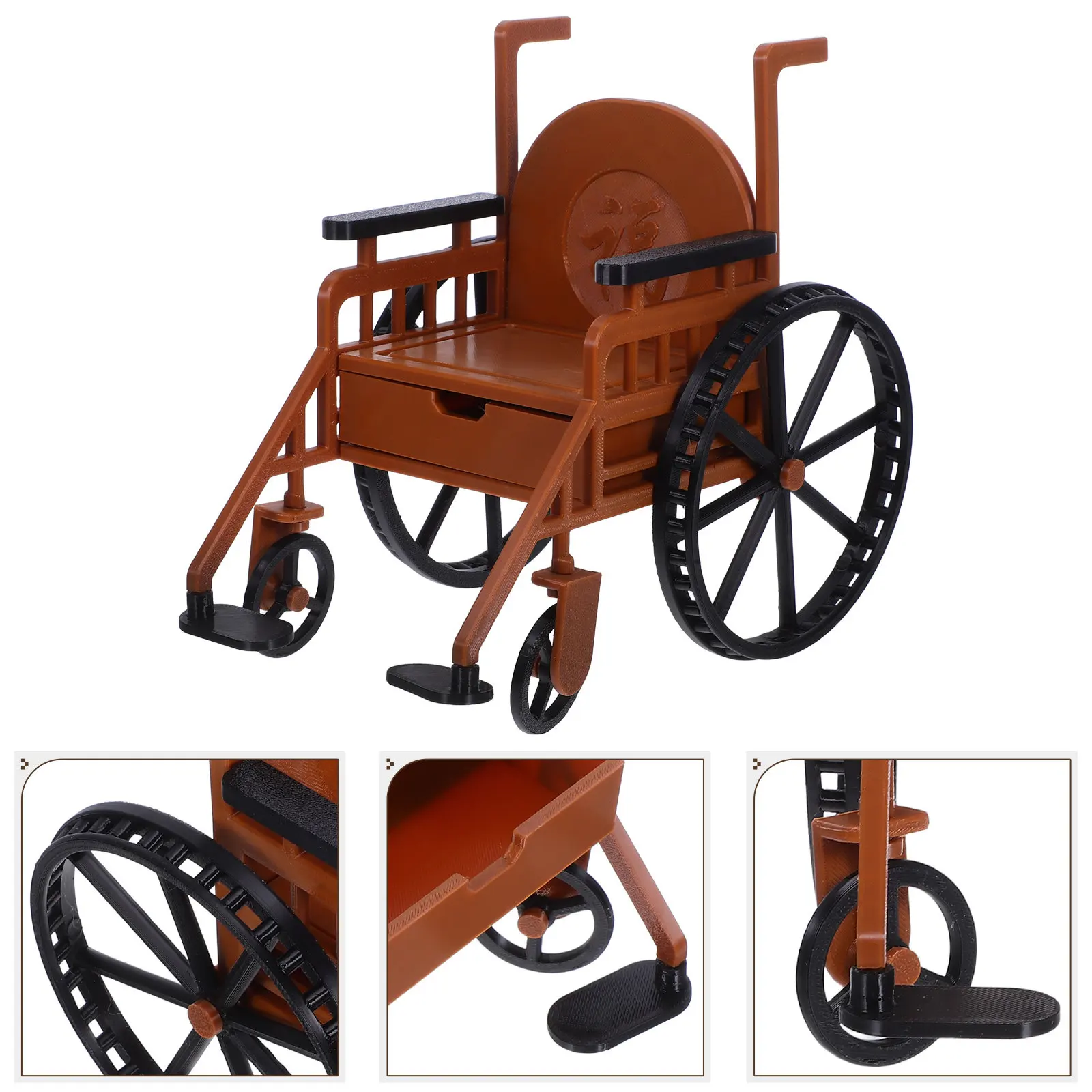 

Miniature Wheelchair Set Realistic Dollhouse Accessories for Bjd Roleplaying Storytelling Collectors