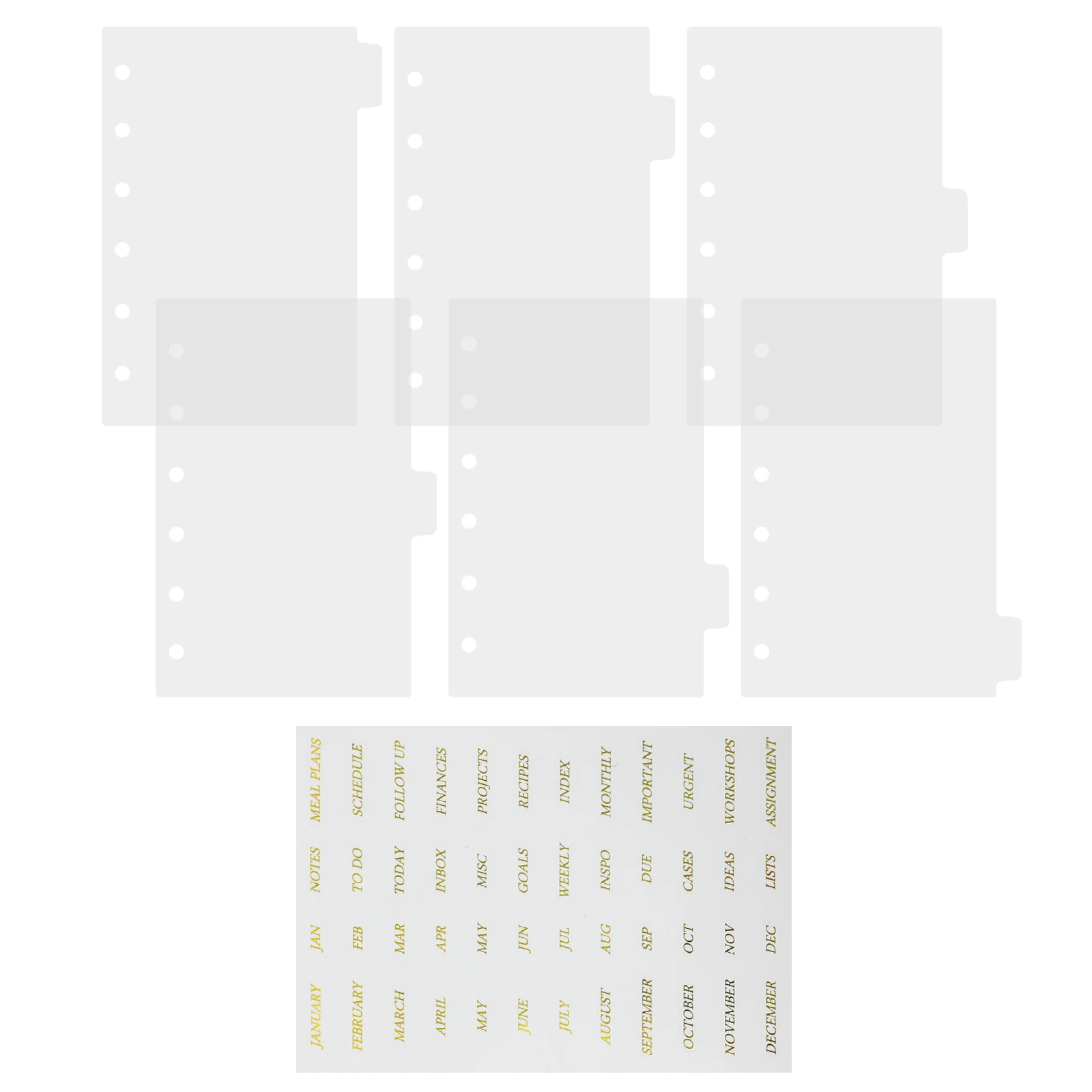 

Plastic Binder Dividers Tabs Transparent for 6 Rings Lever Arch Files Binder Notebook Supplies Page Divider Organizer Index Book