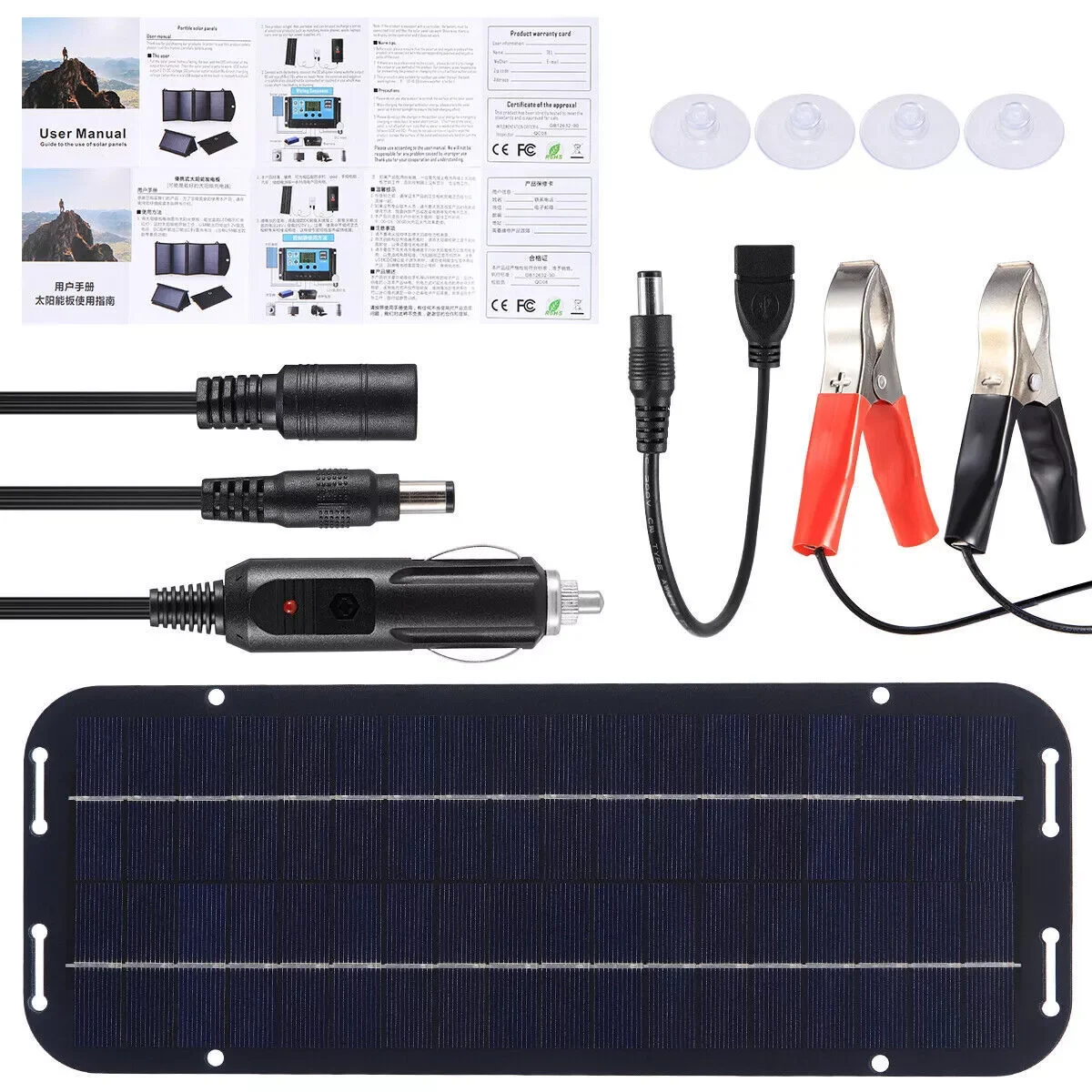 30W 12V Solar Panel Kit Portable Rechargeable Solar Panel Outdoor Solar Cell Power Charger For Caravan Camping Motorcycle