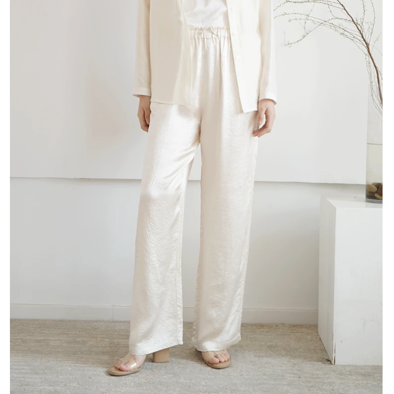 

Женские широкие брюки с эластичным поясом на шнурке, прямые, длинные, для весны и лета, повседневные, удобные, из ацетата K20