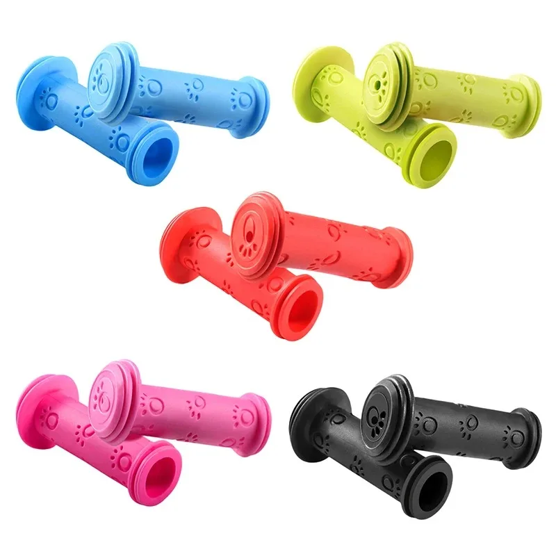 1 Pair Rubber Grip Handle Handlebar Grips Colorful Blue Red Anti-skid Child Children Kids Bike Bicycle Tricycle
