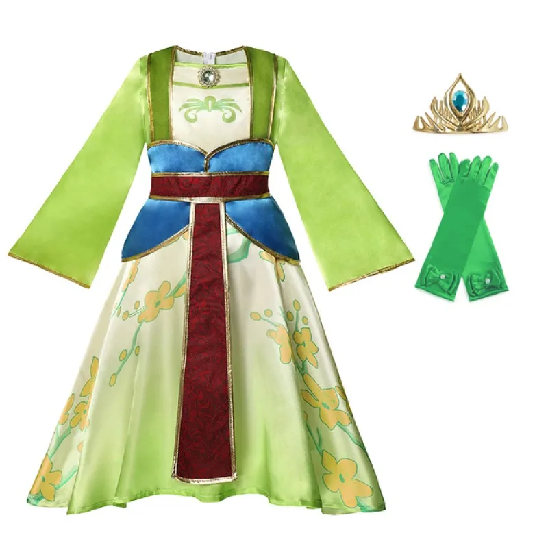 Kids Princess Mulan Cosplay Costumes Mulan Dress for Party Halloween Carnival Party Dress Up Set