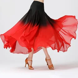 New Modern Dance Performance Costumes Cotillion Long Bustier Gradient Color Dancing Skirt with Large Hemline