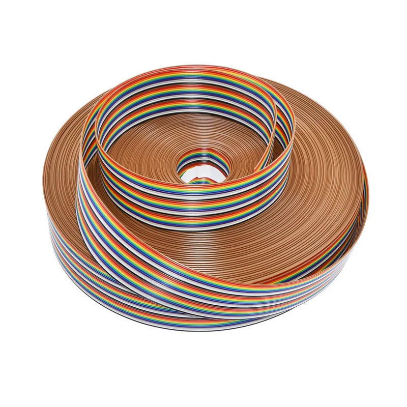 1M Rainbow Ribbon Cable 10P 14P 16P 20P 26P 34P 40P 50P 60P 64p Flat Color Wire 1.27mm Spacing Pitch For Arduino  DIY