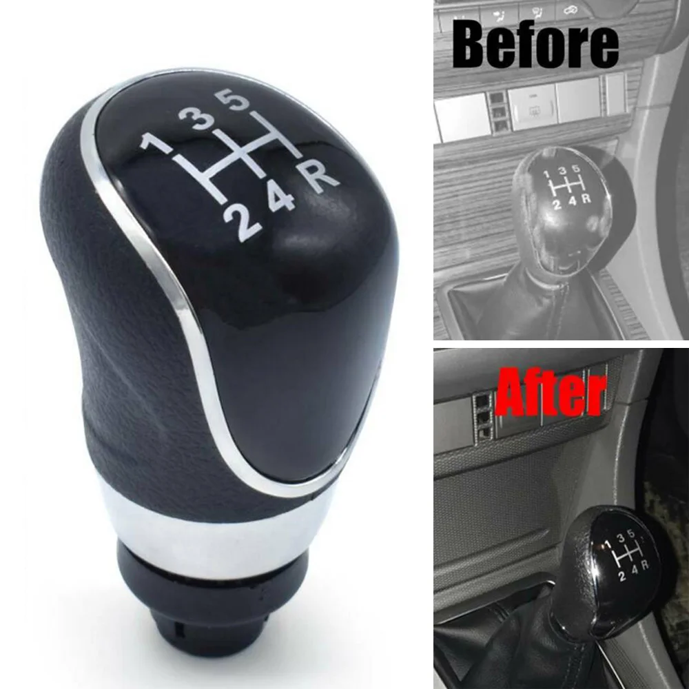 5Speed Manual Gear Shift Knob PU Leather Plastic Black Fits For Ford Fiesta MK7 2008-2013 Focus MK2 FL 2008-2011 Interior Parts