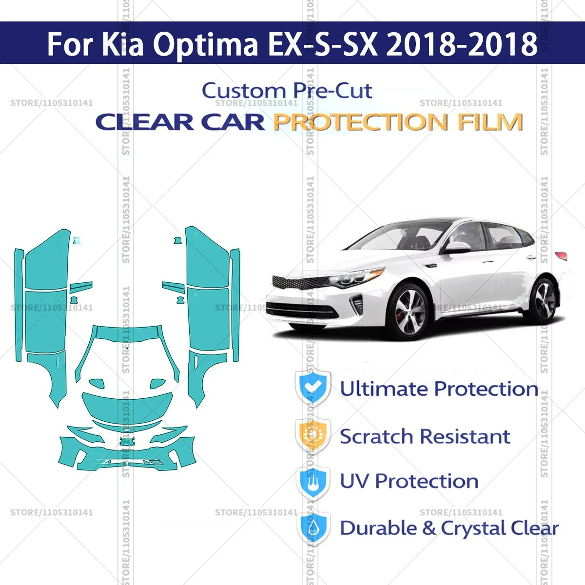 For Kia Optima EX-S-SX 2018-2018 Pre-Cut Paint Protection Film PPF Transparent Car Film Automotive PPF Front Kit-Doors