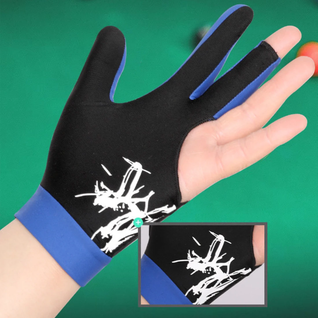 2Pcs Billiard Pool Snooker Gloves, Adjustable Hook & Loop Wrist Strap, High Elastic Breathable Non Slip, Ambidextrous For Left R