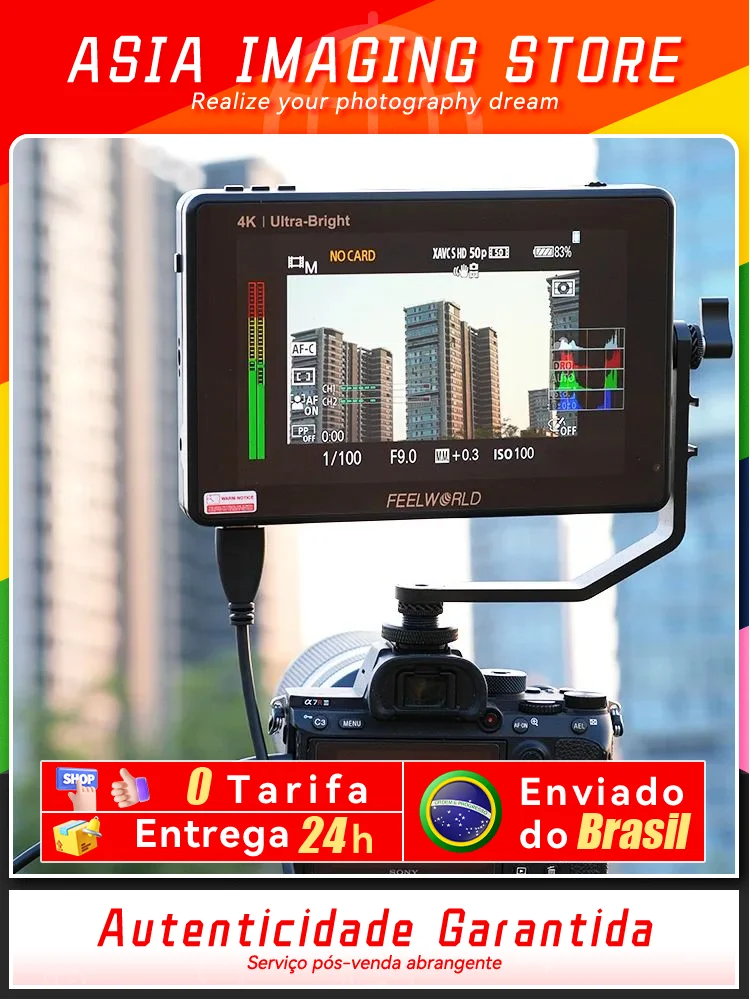 FEELWORLD LUT7 Camera Monitor 2200nits Touch Screen 7 Inch 4K HDMI Monitor with Waveform  Histogram VectorScope Mode