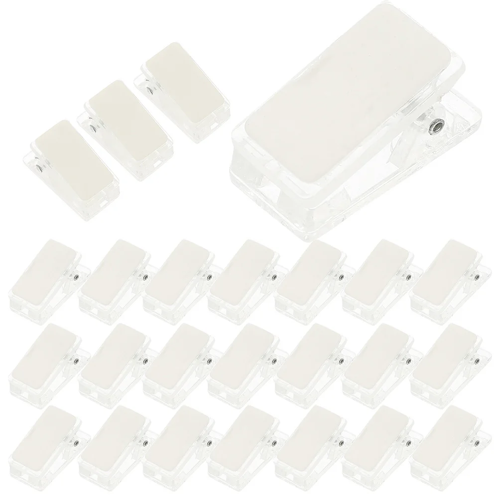 

35pcs Self Adhesive Clip Poster Hanger Binder Clips Badge Id Card Rubber Work Transparent Acrylic Pp Lanyard Name Tag