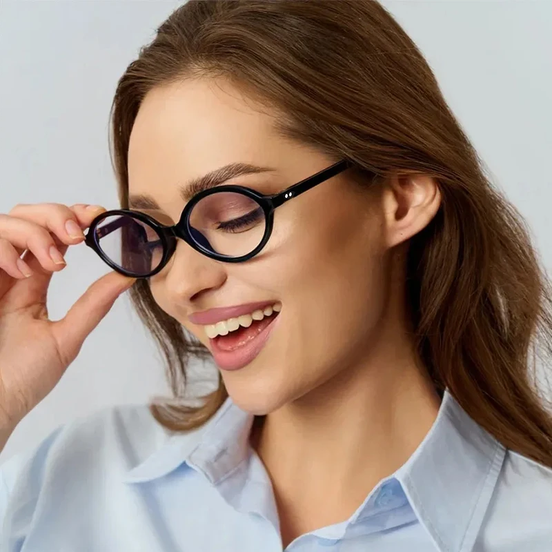 الرجعية البيضاوي مثير النظارات الصغيرة خلات الإطار النظارات الطبية البصرية للنساء مع قصر النظر مصمم العلامة التجارية الفاخرة Y2k نظارات
