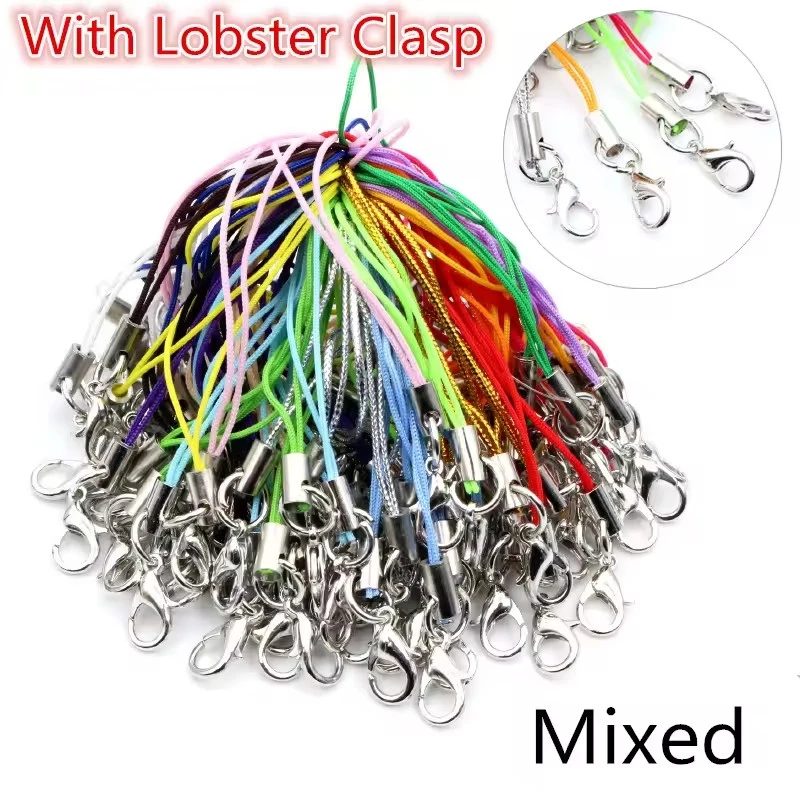 20/50/100 Stuks Lanyard Lariat Strap Cords Karabijnhaak Touw Sleutelhanger Haken Mobiele Set Charms Sleutelhanger Hanger Sleutelhanger accessoires