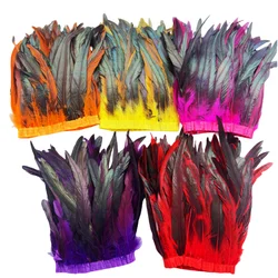 10Yard/lot 25-30CM Chicken Feathers Trim Cloth Sideband Rooster Tail Feather Trims Clothing Wedding Decoration