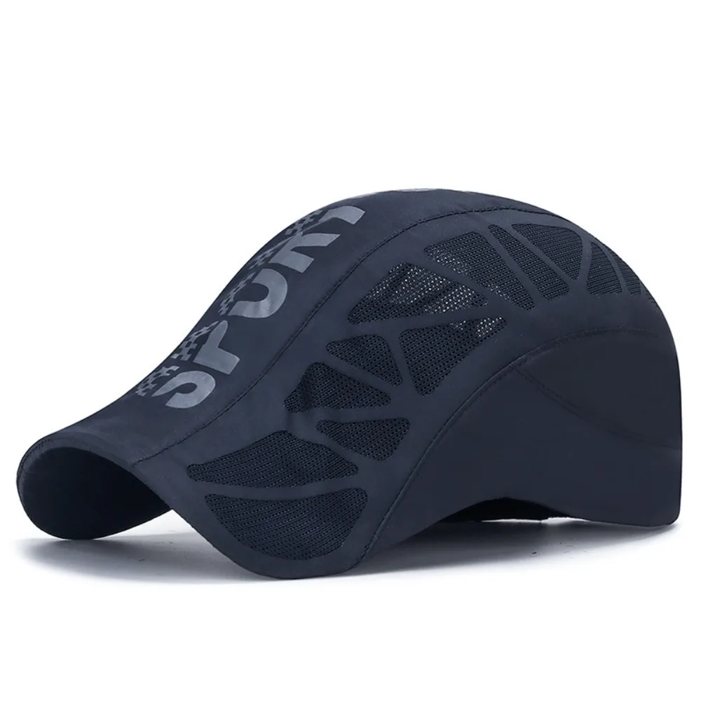 Breathable Sunscreen Men's Sun Peaked Cap Letter Print Newsboy Quick Dry Hat Flat Hat Lightweight Shade Baseball Caps Driving