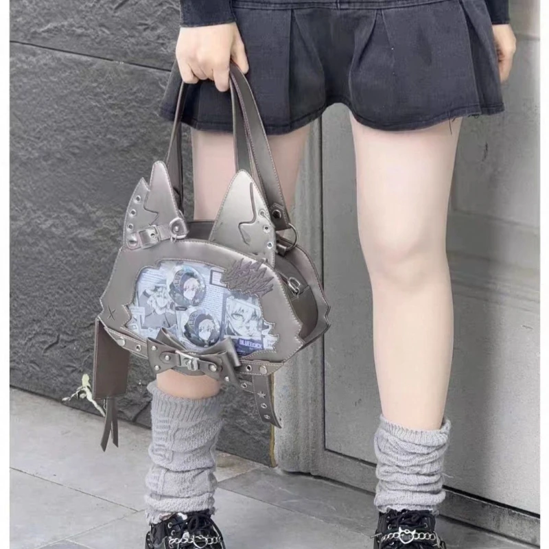 Cute Cat Ita Mochila Original Mochilas Mujer Hot Girls Bow Bag Kawaii Crossbady Bags For Women Chain Transparent Backpack