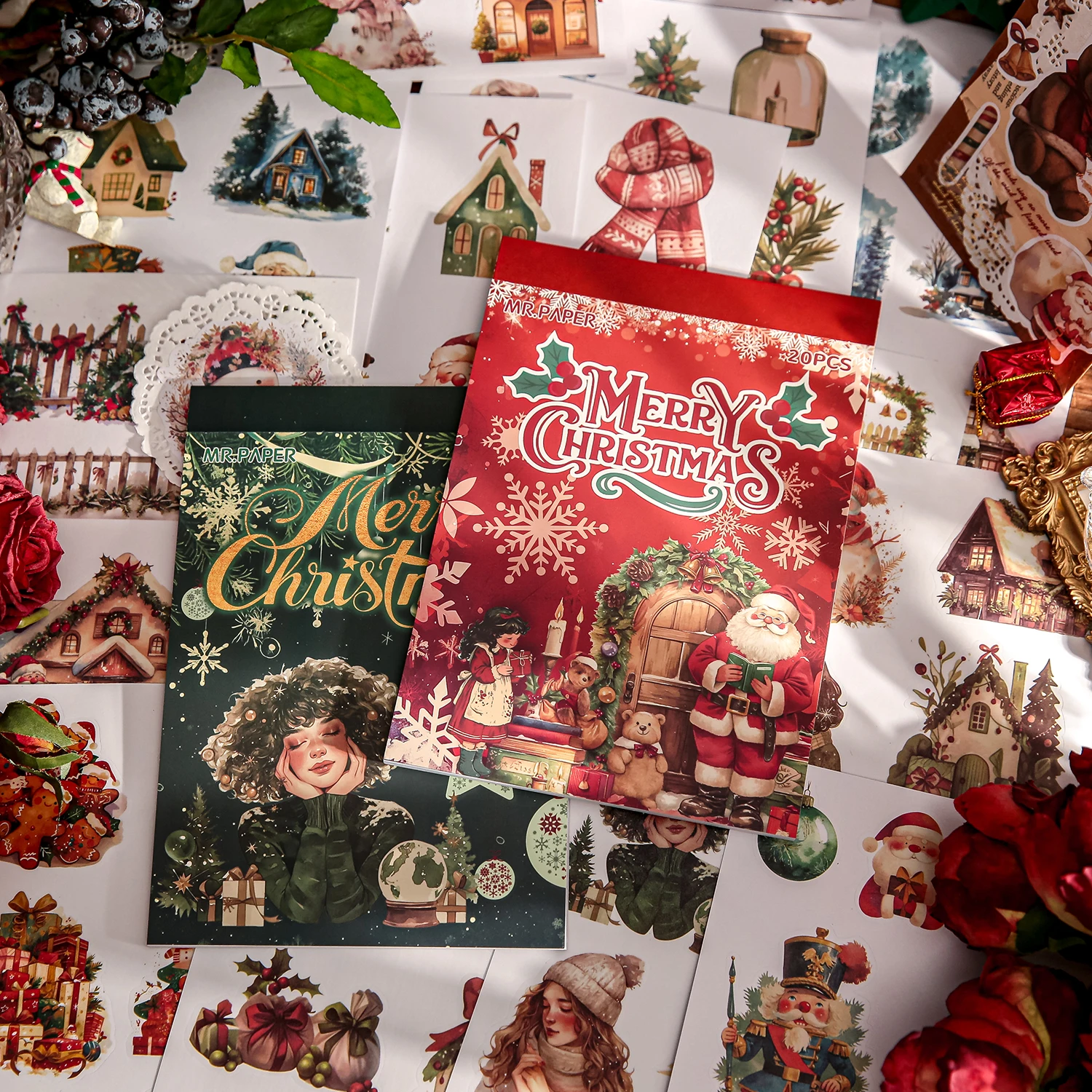 

Mr. Paper 2Style 20Sheets/Book Merry Christmas Sticker Book For DIY Notebook Photo Frame Thermos Cup Decoration