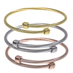 Metal Stainless Steel Jewelry Waterproof Durable Unisex Fashion Sports Charm Gift Wear Non Fading Thread Encircle Open Bracelets