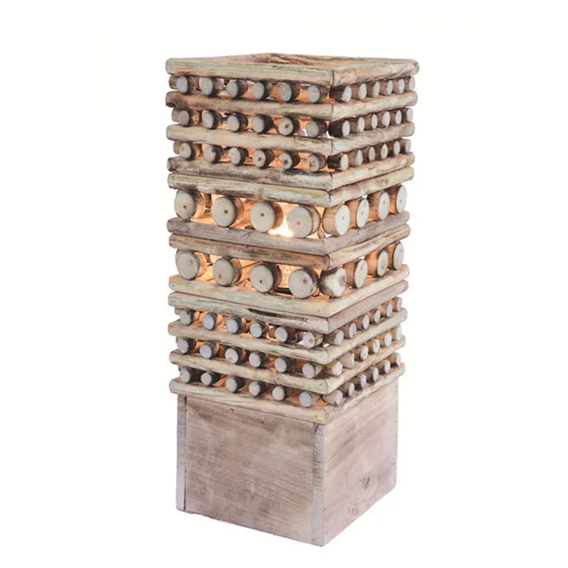 Professional hand-woven log craft floor lamps, pastoral warm homestay hotel decorative lamps