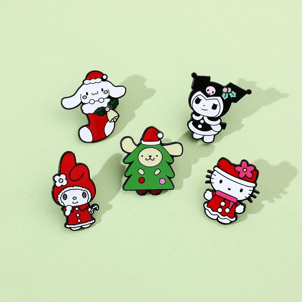 

Cartoon Christmas Sanrio Metal Brooch Cute Christmas Collection Jewelry Kuromi Cinnamoroll My Melody Accessories Wholesale