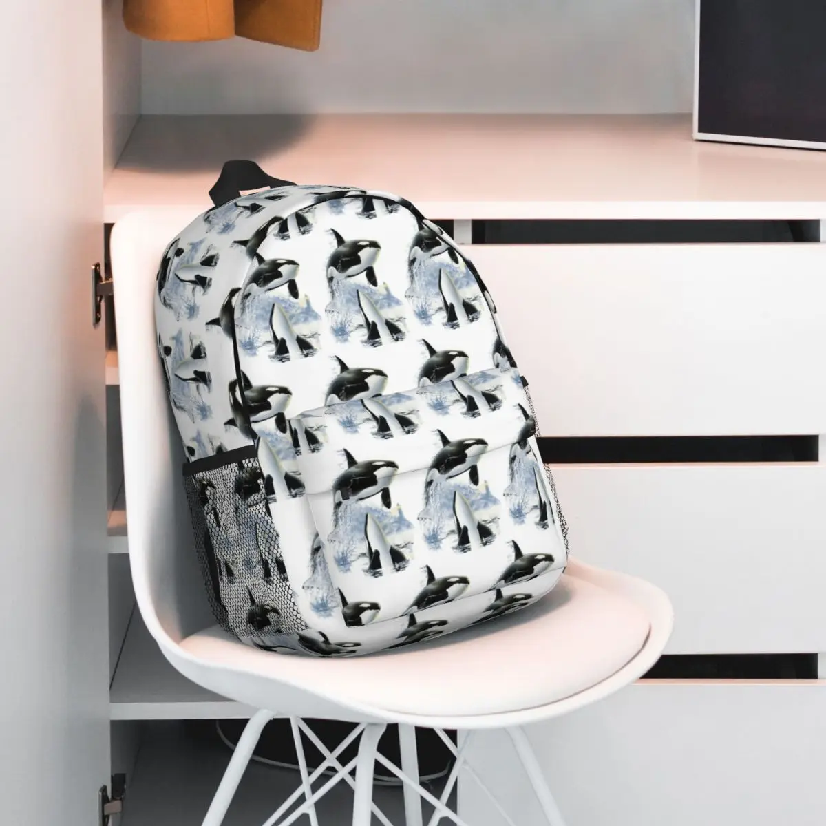 Orca Killer Whale Flies Or Jumps Oves The Ocean Backpack Hot Sale Daypack Large Capacity BookBag Shoulder Bags School Bag