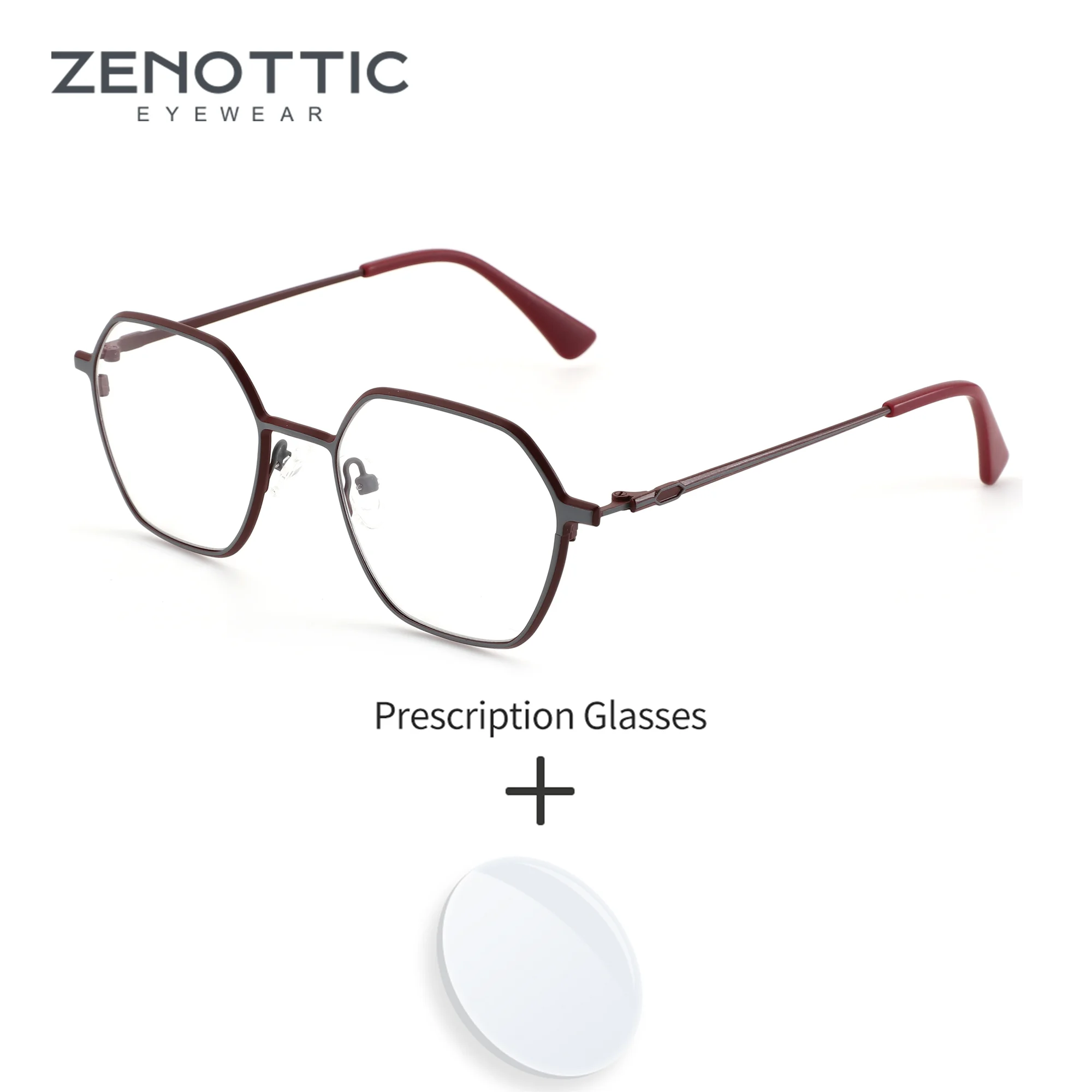zenottic-xxs-サイズ金属処方メガネ男性女性用ポリゴン抗ブルーライトフォトクロミック光学レンズレシピ付き