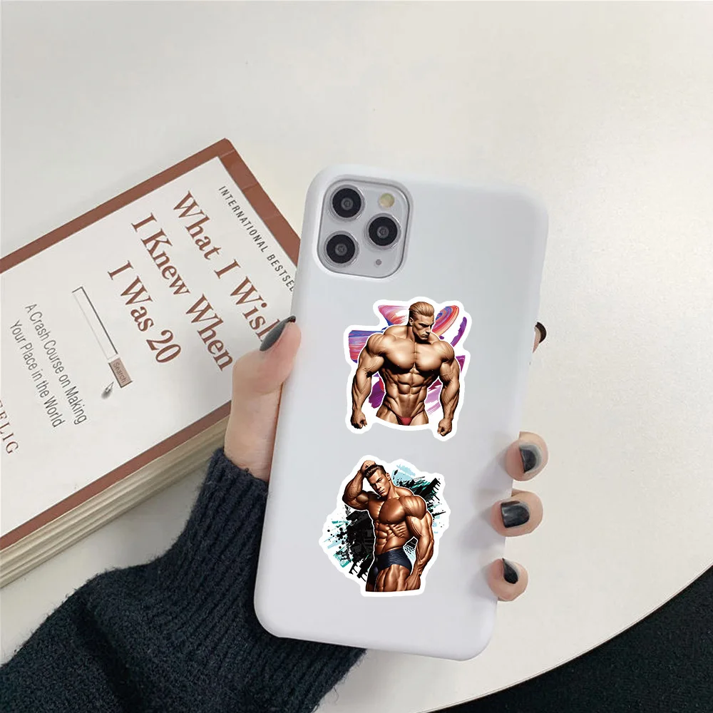 54Pcs Bodybuilding Graffiti Sticker Cartoon Muscle Handsome Character Personality Decoration Mobile Phone Car Waterproof Sticker