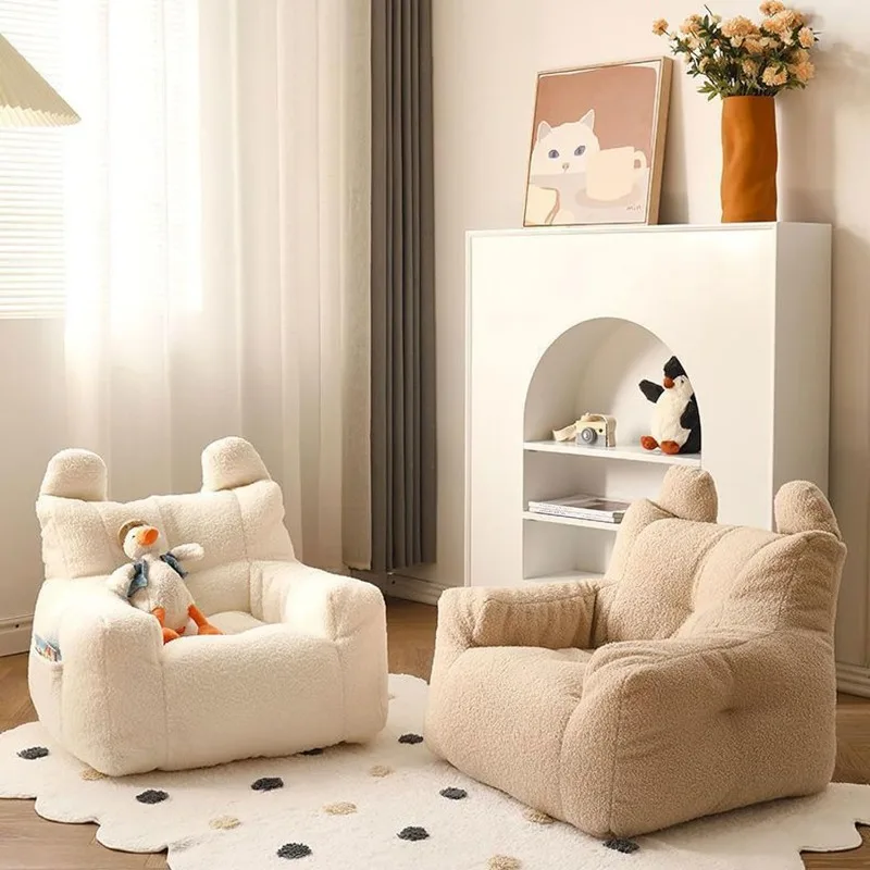 Cute Baby Toddler Sofa Couch with Pocket for Kids Sherpa Soft Children Sofa Armchair for Bedroom Playroom Gifts for Boys Girls