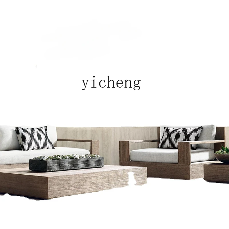 Tqh High-End Outdoor Sofa Courtyard Villa Large Apartment Teak Sofa Anti-Corrosion Wood Sofa