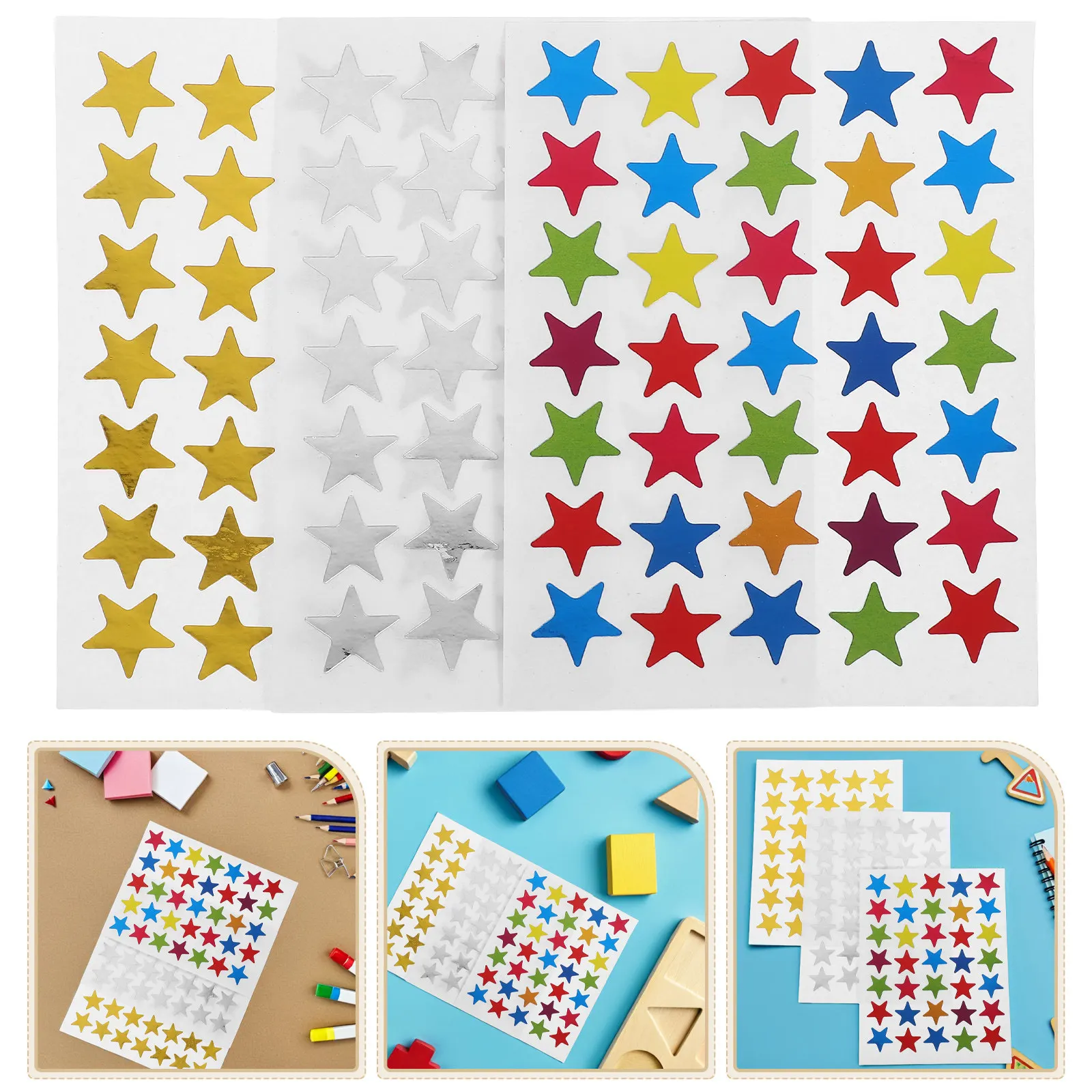 

30 листов наклеек-звездочек, самоклеящиеся, яркие цвета, не оставляют следов, наклейки для поощрения, декор для класса