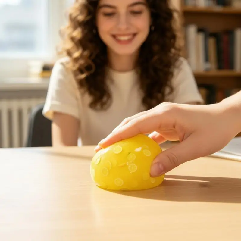 Fruit Smoothie Pattern Handmade Noisy Fidget Ball Durable Plastic Stress Relief Toy for Office Worker Anxiety Release