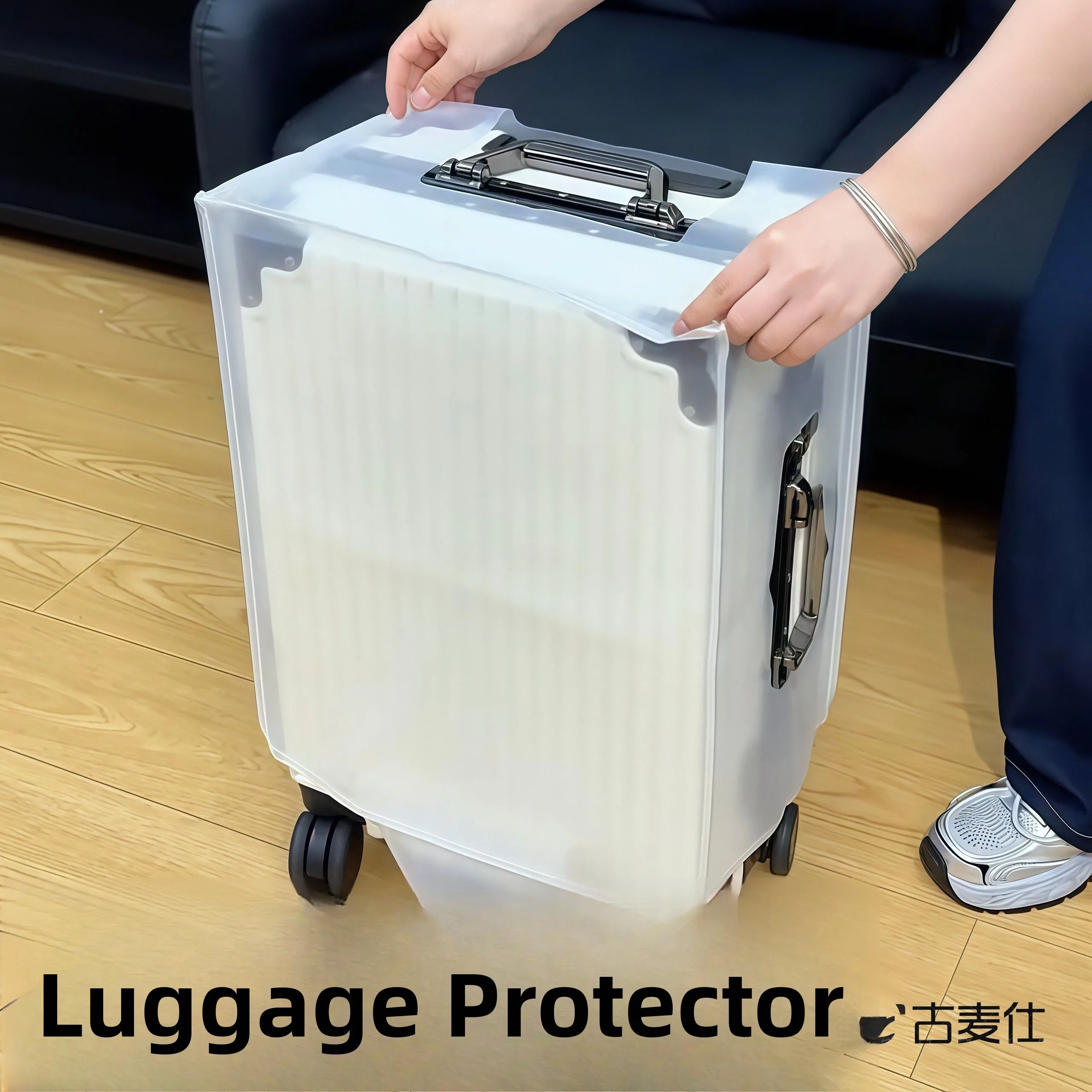 荷物用の厚みのある保護カバー-旅行用スーツケース保護カバー-チェックイン用-落下防止-耐摩耗性-透明-p