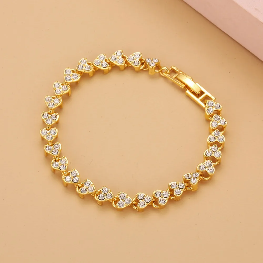 Crystal Luxury Roman Geometric Chain Bracelets for Women Trendy Goth Full Rhinestone Charm Bangles Wed Jewelry Accessories