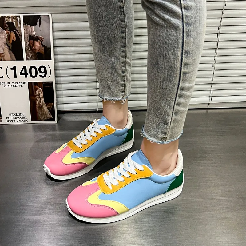 Women's Matching Color Round Head Lace-up 2024 New Comfortable Platform Casual Shoes Shoes of woman Zapatos Mujer sneakers