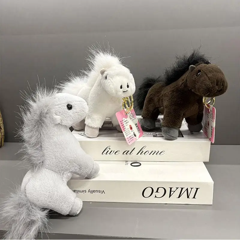 12 cm schattige cartoon pluche sleutelhanger kawaii charmes paarden knuffel rugzak hanger hangende ornamenten decoratie accessoires geschenken