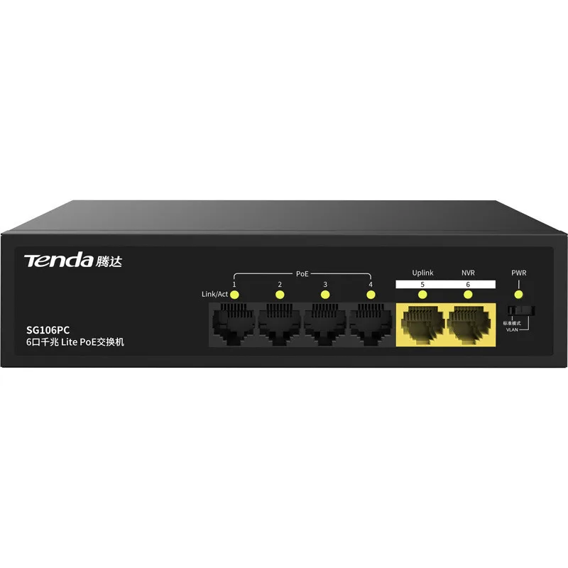 Tenda Gigabit Sg106pc Netwerk Switch Poe Power 1000Mbps Ap Monitoring Bedrading Project Vlan Kabel 1Gbps Ethernet Switch