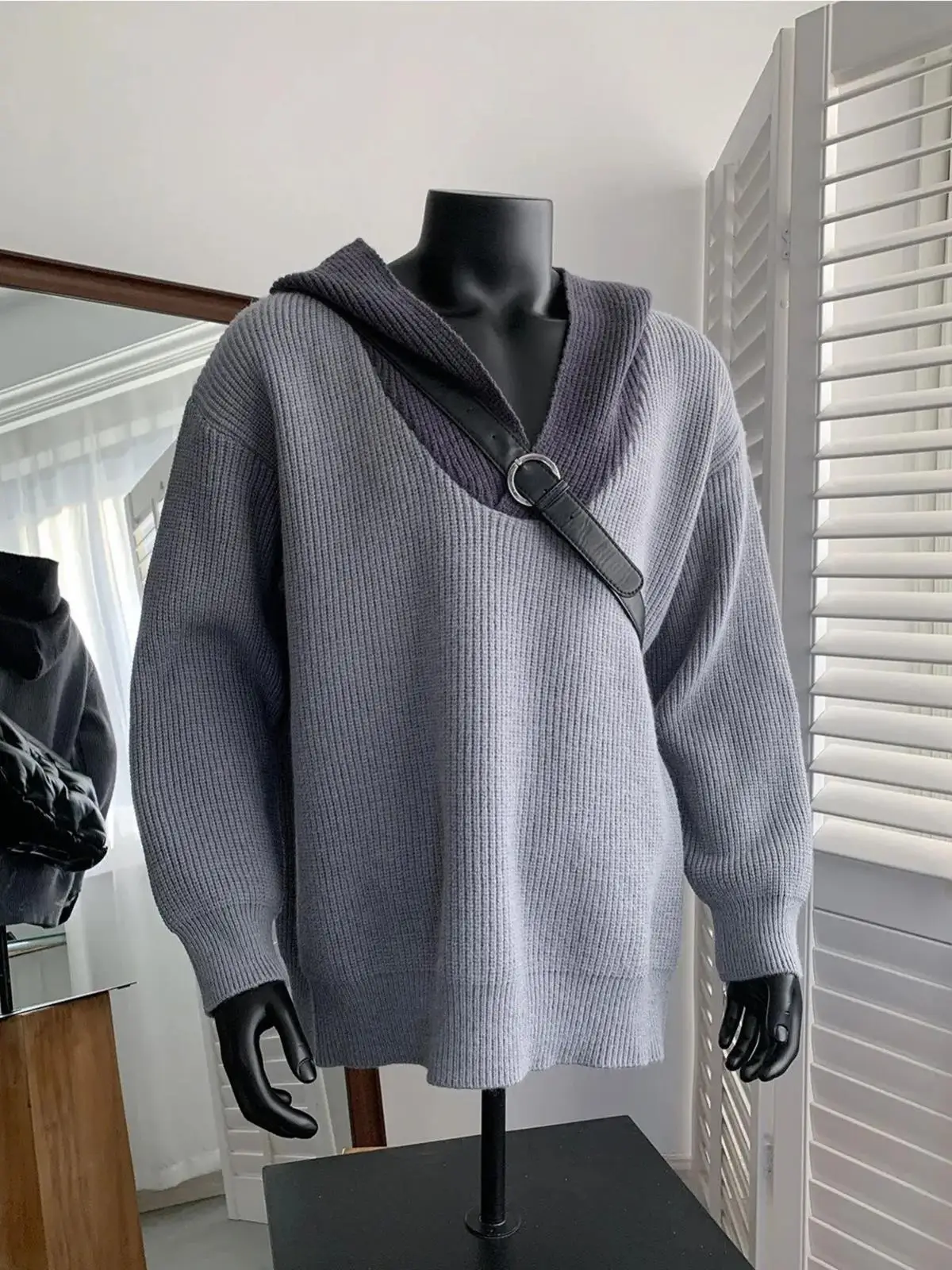 

ay Lazy Sle Color Blo Толстовка с капюшоном Вязаный мужской свитер Теплый ретро-дизайн Осень Зима Faion Повседневная длинная све Crew Ne