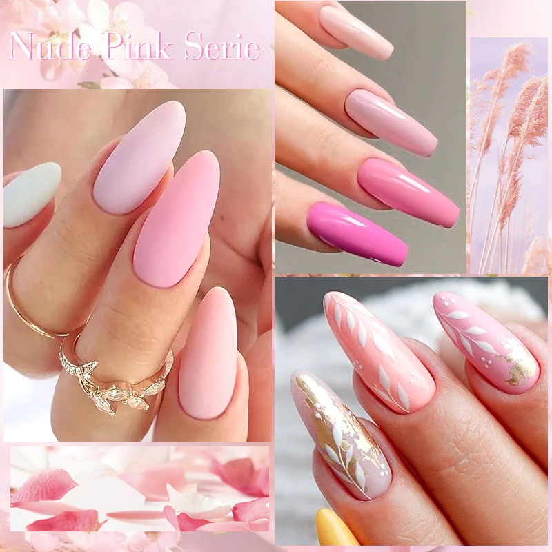 MEET ACROSS 7ml Pink Series Gel Nail Polish Glitter Colorful Summer Spring Semi-Permanent Nail Art Gel Varnish Nails Manicure