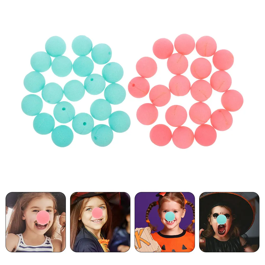 

40 Pcs Clown Nose Prop Accessories Carnival Party Sponge Ball Red Circus for Decoration Costume The Pink