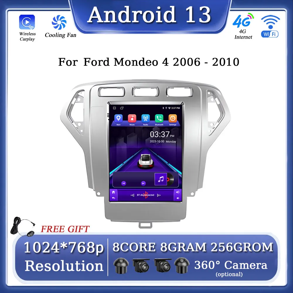

Автомобильный радиоприемник для Ford Mondeo 4 2006 - 2010 с Bluetooth Автомобильный мультимедийный плеер навигатор GPS 4G WIFI беспроводной carplay