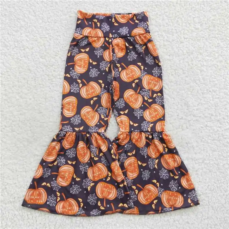 Z923-09 Wholesale Girls Autumn And Winter Halloween Trousers Multi-Element Bell-Bottom Pants With Bright Colors And Elasticity