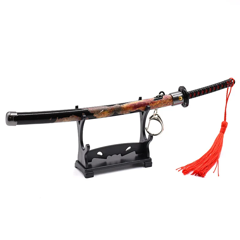 23cm Rivers of Blood Sword Eldens Game Weapon Zinc Alloy Keychain Pendant Model Desktop Ornament Decoration Crafts Gifts Toys