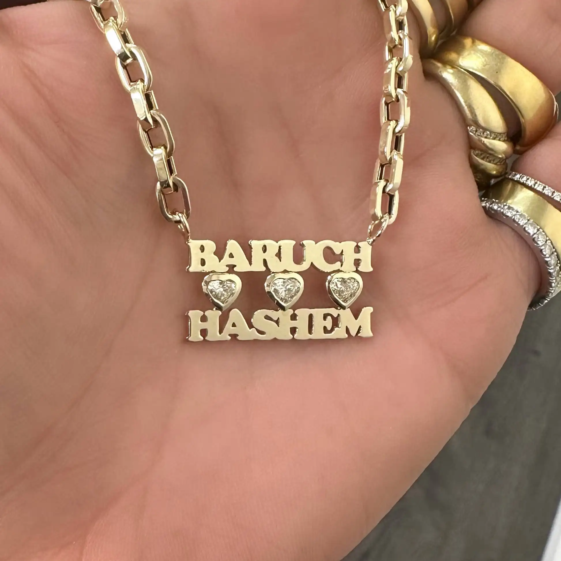 

Custom Stacked Double Name Pendant Necklace with A Gorgeous Frame and Heartshaped Birthstone A Gift for Her