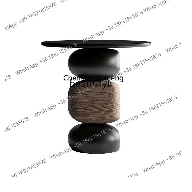 

Italian minimalist solid wood round side table small apartment living room sofa side bedroom bedside creative small coffee table