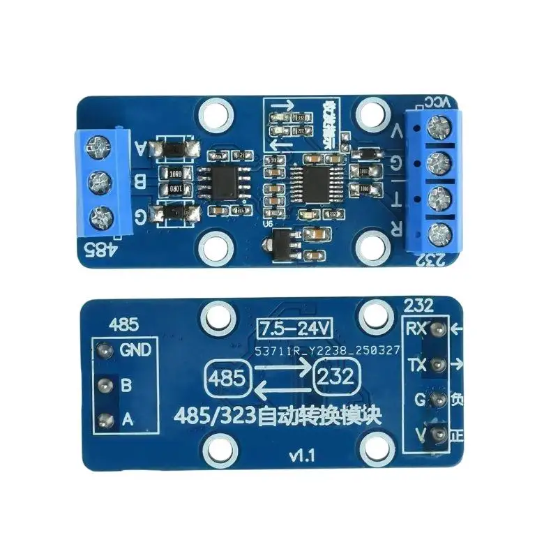 RS232 To RS485 Signal Converter Module 1Pcs Plug and Play Serial Port Conversion Board for Commercial Security Monitoring Syste