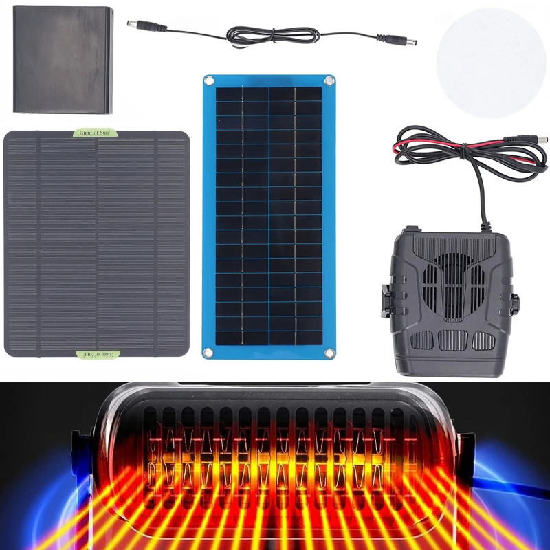 20W/30W Solar Panel with Heater, Car Heater Drying and Heating Winter Pet House Warmer,Warm Natural Wind Speed Electric Heater