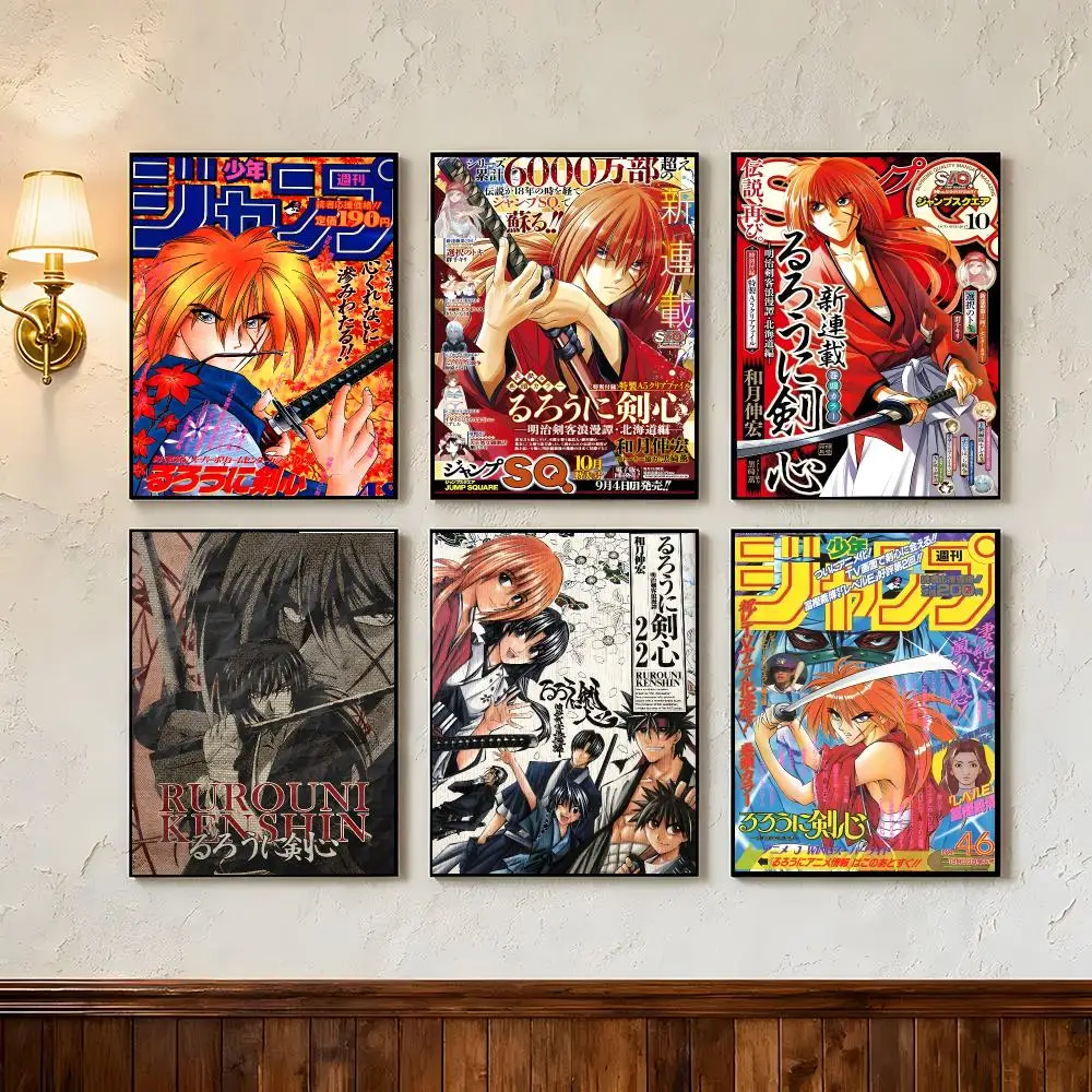 Anime Rurouni Kenshin Poster Wall Art Poster Prints Home Wall Decor Gift for Living Room, Bedroom Bar & Parlor