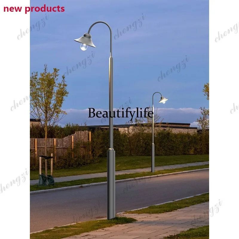 D1089 Modern simple outdoor garden light scenic solar pole garden villa oblique cover street light