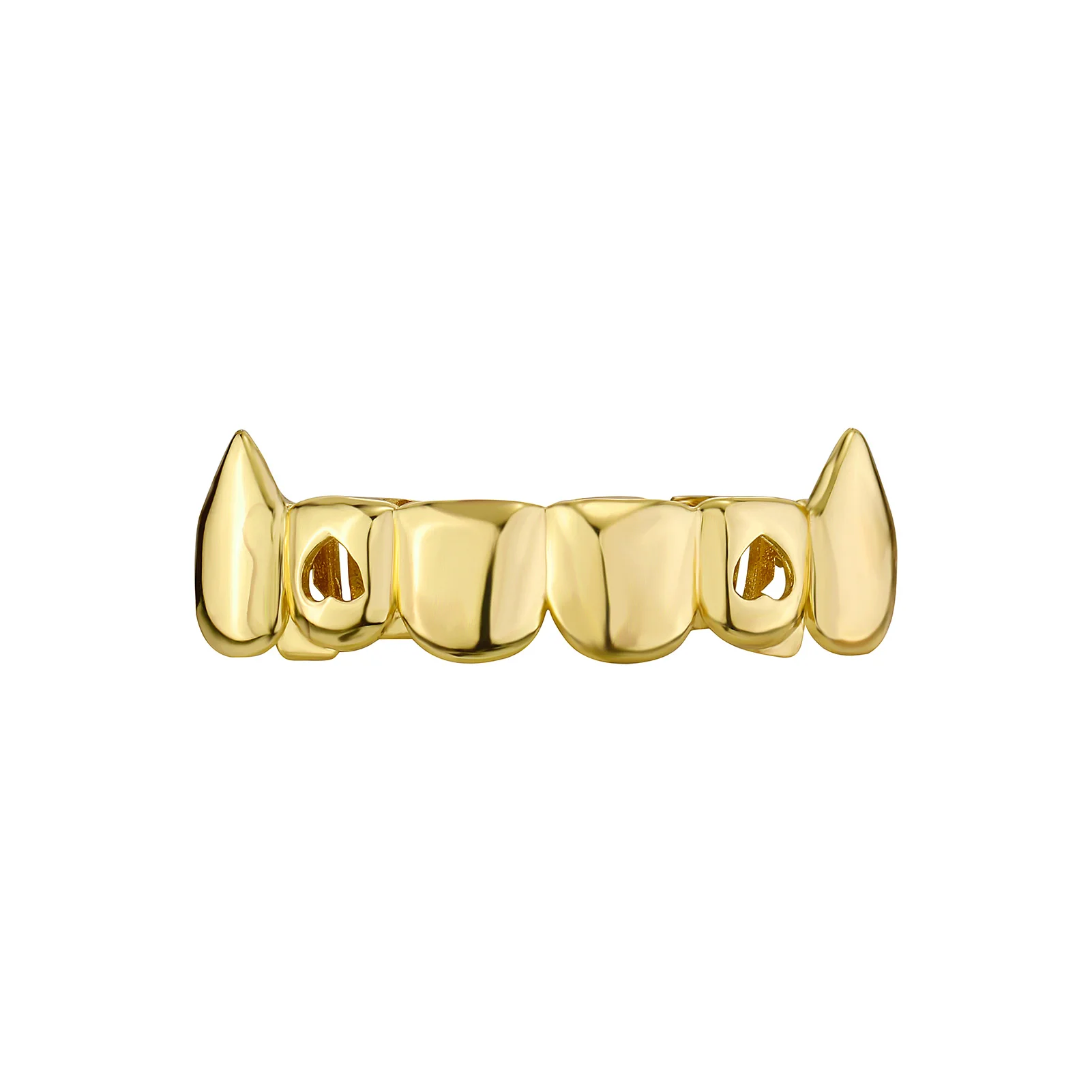 TOPGRILLZ Gold Silver Plated HIP HOP Teeth Grillz 6 Top & 6 Bottom Grills Set With silicone Real Shiny Vampire Tooth Sets