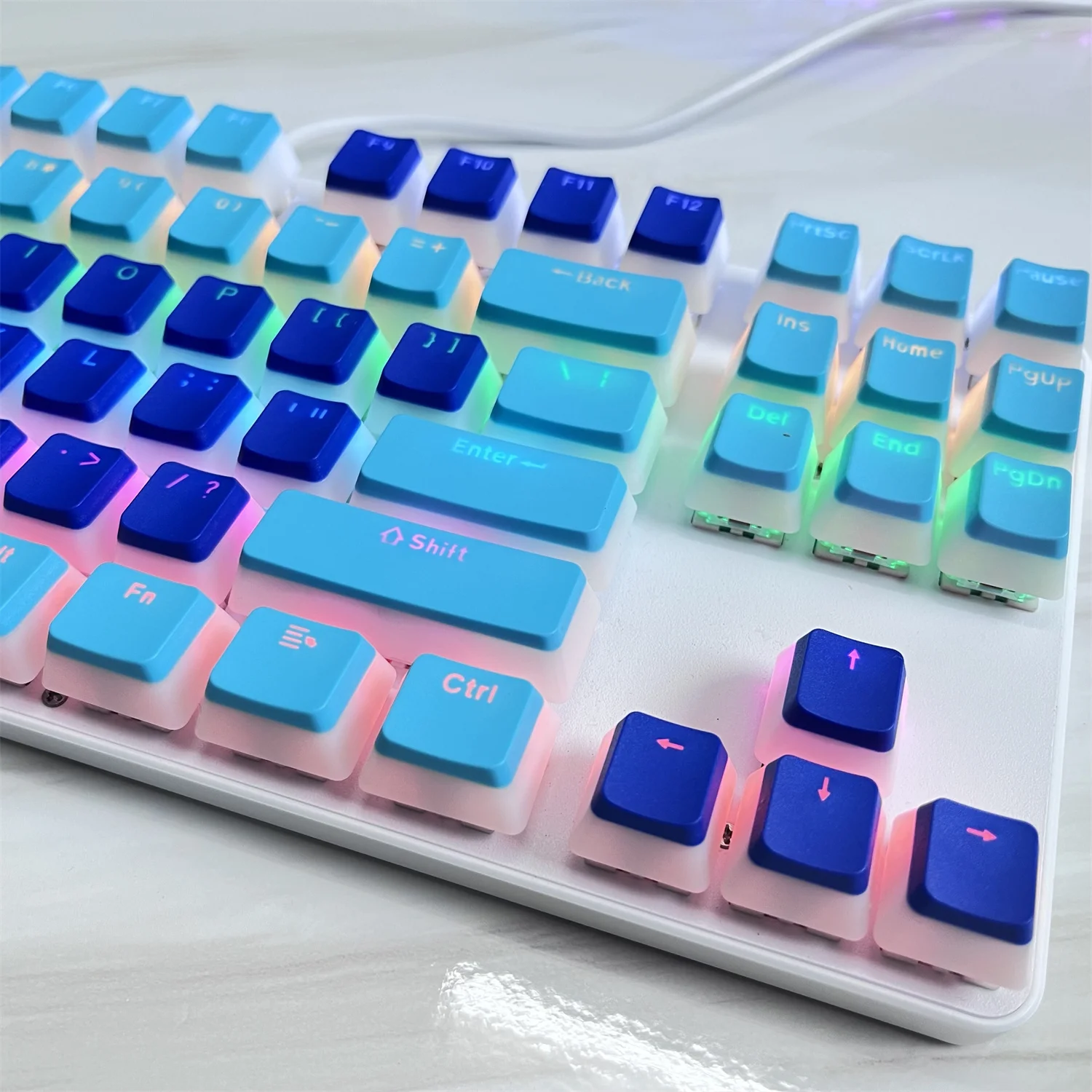 Pudding keycap blue mechanical keyboard cap DIY two-color key cap of translucent keycaps gh60 poker 87 tkl 104 108 ansi iso