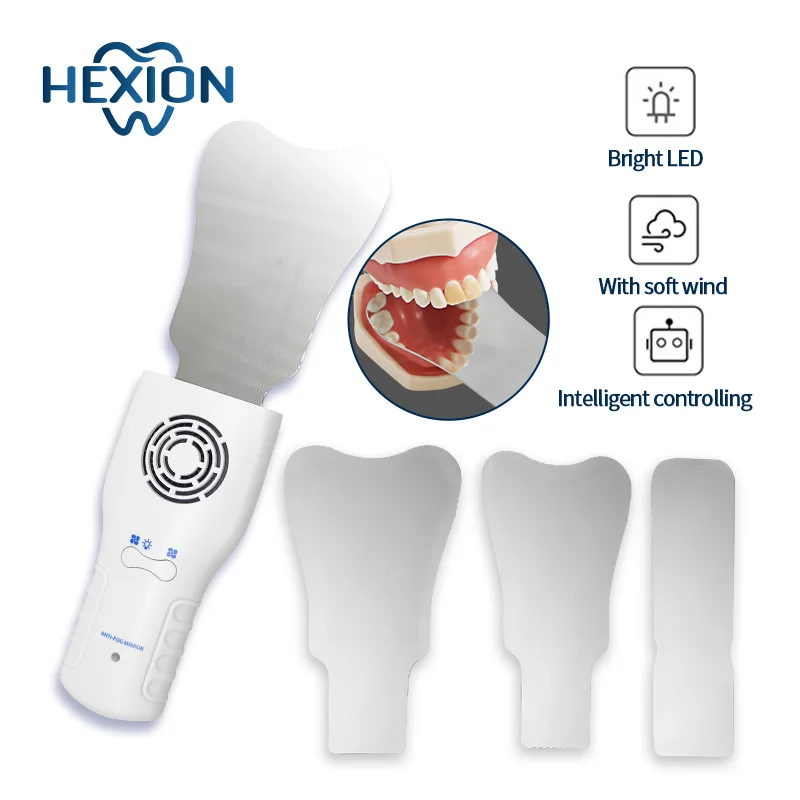 HEXION Dental Automatic Anti - Fog Mirror Set Intraoral Photography - High Hardness Stainless Steel with LED Light - Orthodontic