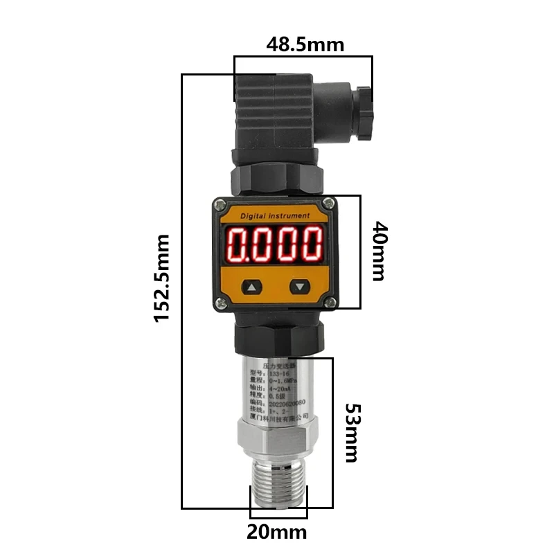 Imagem -04 - Transmissor de Pressão Digital 420ma Alta Precisão Difusa Sensor de Pressão de Chip de Silício com Display Digital